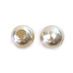 Czech Glass Pearl 1-Hole Ball - 16MM CR?ME