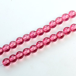 Czech Pressed Glass Bead - Smooth Round 06MM Coated DARK ROSE 21275