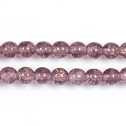 Czech Pressed Glass Smooth Crackle Effect Bead - Round 06MM AMETHYST