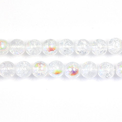 Czech Pressed Glass Smooth Crackle Effect Bead - Round 06MM CRYSTAL AB