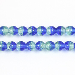 Czech Pressed Glass Smooth Crackle Effect Bead - Round 06MM SAPPHIRE-EMERALD