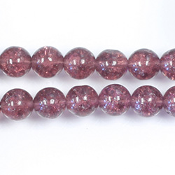 Czech Pressed Glass Smooth Crackle Effect Bead - Round 08MM AMETHYST