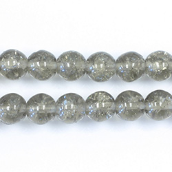 Czech Pressed Glass Smooth Crackle Effect Bead - Round 08MM BLACK DIAMOND