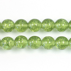 Czech Pressed Glass Smooth Crackle Effect Bead - Round 08MM OLIVINE