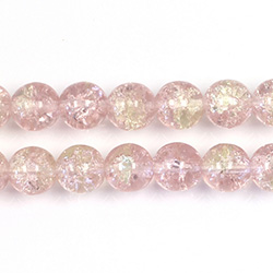 Czech Pressed Glass Smooth Crackle Effect Bead - Round 08MM ROSE-JONQUIL