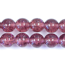 Czech Pressed Glass Smooth Crackle Effect Bead - Round 10MM AMETHYST