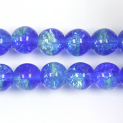 Czech Pressed Glass Smooth Crackle Effect Bead - Round 10MM BLUE-GREEN