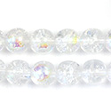 Czech Pressed Glass Smooth Crackle Effect Bead - Round 10MM CRYSTAL AB