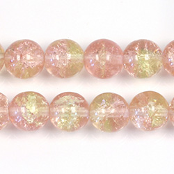 Czech Pressed Glass Smooth Crackle Effect Bead - Round 10MM ROSE-JONQUIL