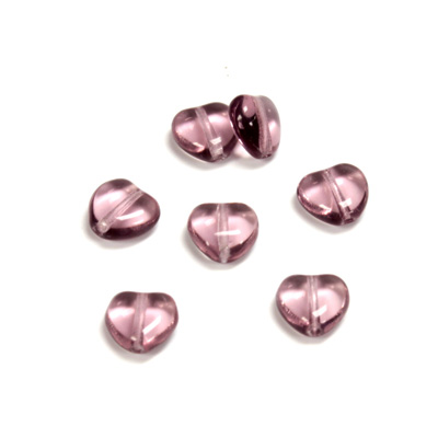 Czech Pressed Glass Bead - Smooth Heart 08x8MM LT AMETHYST