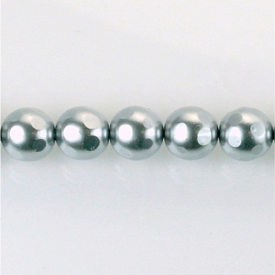 Czech Glass Pearl Bead - Round Faceted Golf 8MM LT GREY 70483