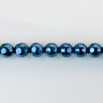 Czech Glass Pearl Bead - Round Faceted Golf 6MM NAVY 70467