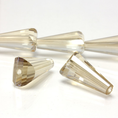 Chinese Cut Crystal Bead - Fancy Cone 16x8MM CHAMPAGNE LUMI COAT