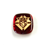 Glass Flat Back Intaglio Knights of ColumbuS Cushion Antique 16x14MM GOLD ON RUBY Foiled