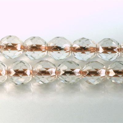 Czech Glass Fire Polish Bead - Round 10MM CRYSTAL COPPER LINE