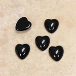 Glass Medium Dome Cabochon - Heart 10x9MM JET