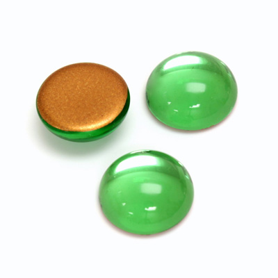 Glass Medium Dome Foiled Cabochon - Round 15MM PERIDOT