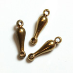 Machine Made Brass Pendant with 2-Loops Pear Fancy 14x4MM RAW Unplated