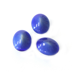 Gerrman Glass High Dome Cabochon - Oval 10x8MM Mixed Glass BLUE/WHITE (grey)