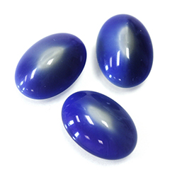 Gerrman Glass High Dome Cabochon - Oval 18x13MM Mixed Glass BLUE/WHITE (grey)