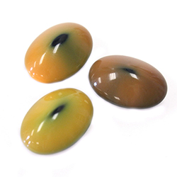 Gerrman Glass High Dome Cabochon - Oval 18x13MM Mixed Glass ORANGE/BLACK