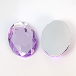 Plastic Flat Back Foiled Rose Cut Rhinestone - Oval 25x18MM LT AMETHYST