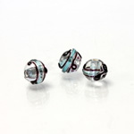 Czech Glass Lampwork Bead - Round 8MM ART DECO AQUA with SILVER FOIL