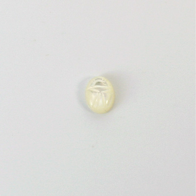 Shellstone Flat Back Carved Scarab 08x6MM WHITE MOP