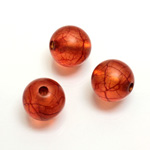 Plastic Bead - Bronze Lined Veggie Color Smooth Large Hole  Round 14MM MATTE RED