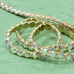 Rhinestone Banding with Brilliant 2-Cut Chaton Rose 1 Row - Round 20SS CRYSTAL AB-RAW-WHITE