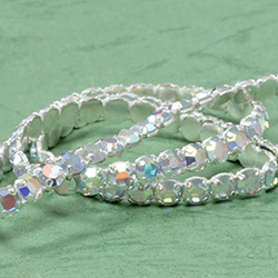 Rhinestone Banding with Brilliant 2-Cut Chaton Rose 1 Row - Round 20SS CRYSTAL AB-SILVER-WHITE