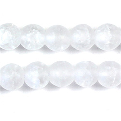 Pressed Glass Bead Smooth - Round 08MM MATTE SNOWFLAKE