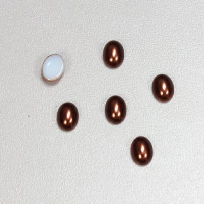 Glass Medium Dome Cabochon Pearl Spray Finish - Oval 08x6MM DARK BROWN