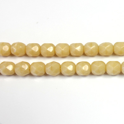 Czech Glass Fire Polish Bead - Round 06MM DARK IVORY