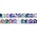 Czech Glass Fire Polish Bead - Round Fancy 6MM MATTE STRIPE CRYSTAL