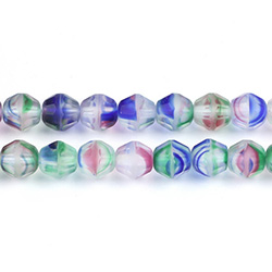 Czech Glass Fire Polish Bead - Round Fancy 8MM MATTE STRIPE CRYSTAL