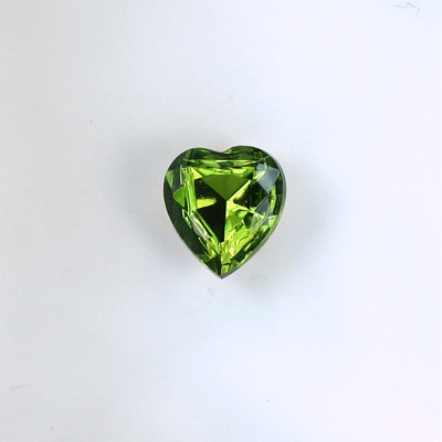 Glass Point Back Foiled Tin Table Cut (TTC) Stone - Heart 09x8MM OLIVINE