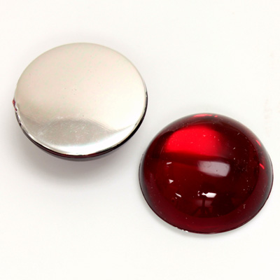 Plastic Flat Back Foiled Cabochon - Round 20MM RUBY