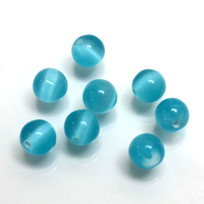 Fiber-Optic 1-Hole Ball - 08MM CAT'S EYE AQUA