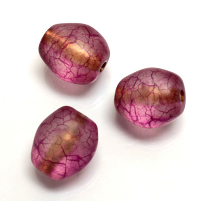 Plastic Bead - Bronze Lined Veggie Color Baroque 17x15MM MATTE AMETHYST