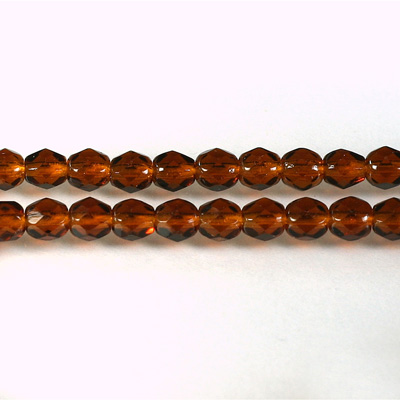 Czech Glass Fire Polish Bead - Round 05MM MADEIRA TOPAZ