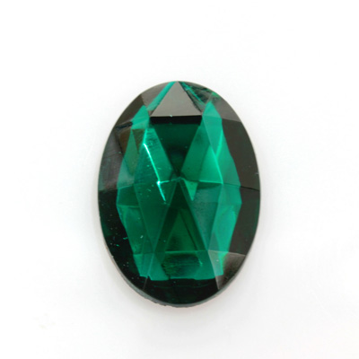 Glass Flat Back Foiled Rauten Rose - Oval 25x18MM EMERALD