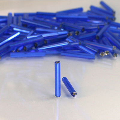 Preciosa Czech Glass Bugle Bead with Square Hole - 15MM SAPPHIRE SL 37060