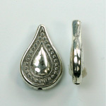 Metalized Plastic Engraved Bead - Teardrop 26x18MM ANT SILVER