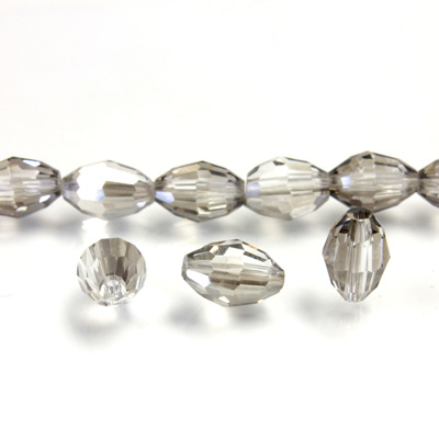 Chinese Cut Crystal Bead - Oval 08x6MM GREY LUMI COAT