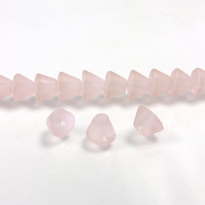 Glass Pressed Bead - Smooth Cone 06x7MM MATTE PINK