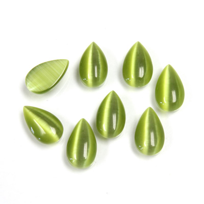 Fiber-Optic Cabochon - Pear 10x6MM CAT'S EYE OLIVE