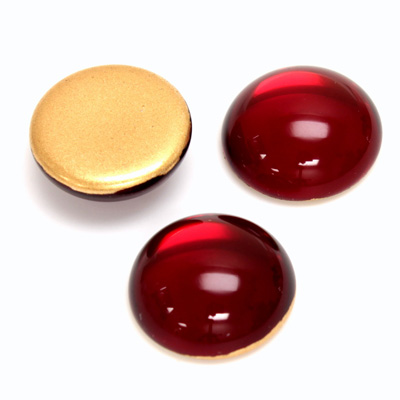 Glass Medium Dome Foiled Cabochon - Round 18MM RUBY