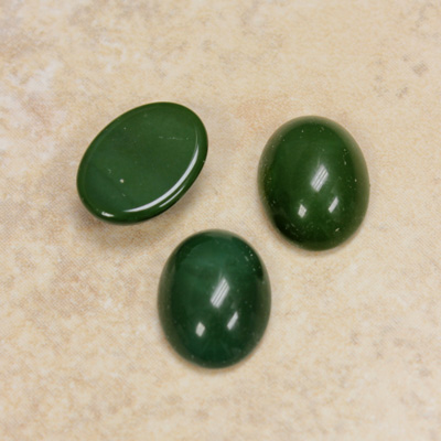 Glass Medium Dome Opaque Cabochon - Oval 16x12MM FOREST GREEN