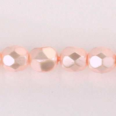 Czech Glass Pearl Faceted Fire Polish Bead - Round 08MM LT ROSE 70424